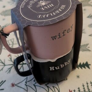 Nwt Wifey & Hubby Mug Set - Pink and Black